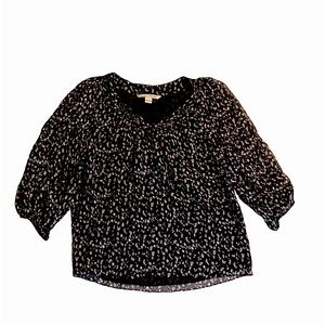 DVF Diane Von Furstenberg Silk Black Speckled Top Size Small